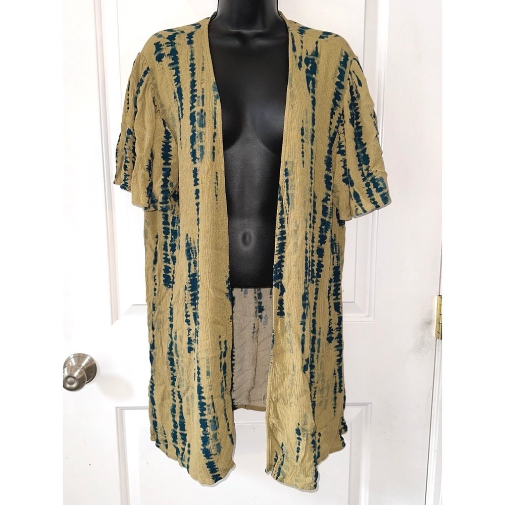 Maurice’s Olive Tie Dye Flutter Sleeve Kimono - Picture 2 of 5